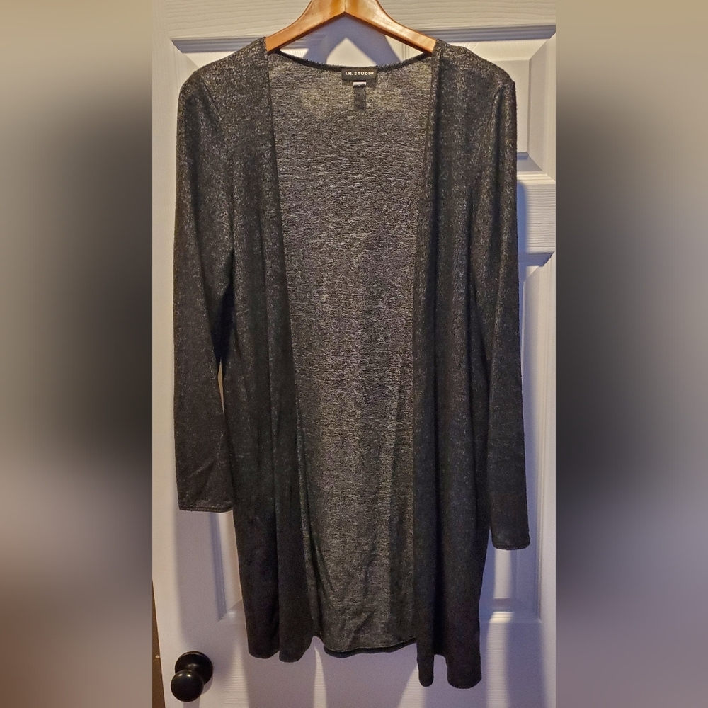 Long Dark Grey Cardigan Large I.N.Studio